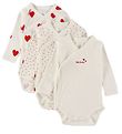 Petit Bateau Body l/æ - 3-pak - Hvid m. Hjerter