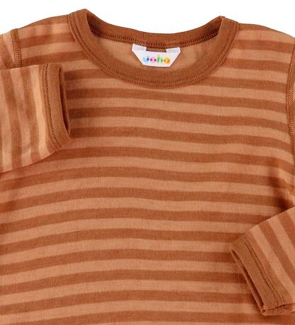 Joha Bluse - Uld - Brun m. Striber