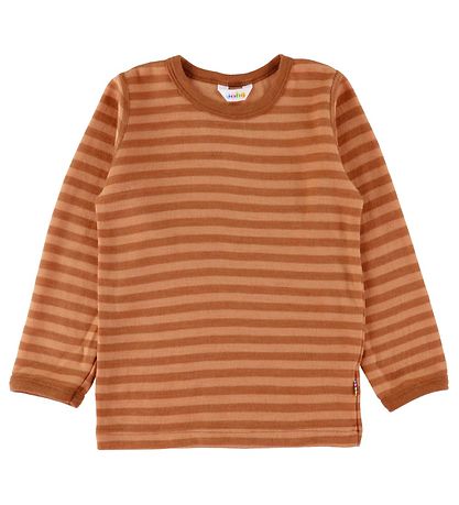 Joha Bluse - Uld - Brun m. Striber