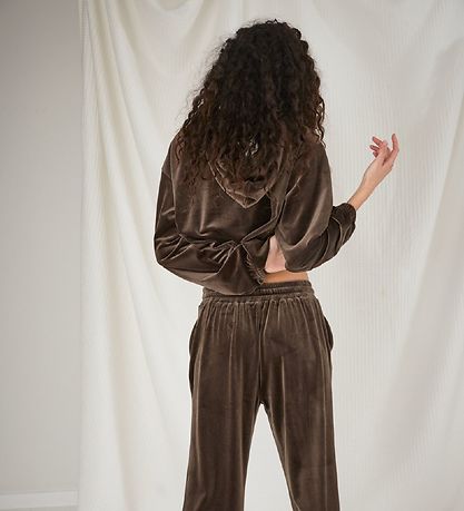 Designers Remix Hættetrøje - Velour - Cropped - Frances - Mud