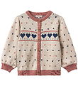 Fliink Cardigan - Bomuld/Uld - Nova - Multi Heart - Sandshell