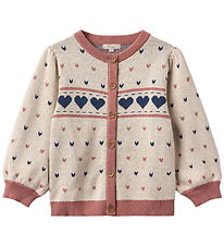Fliink Cardigan - Cotton/Wool - Nova - Multi Heart - Sandshell