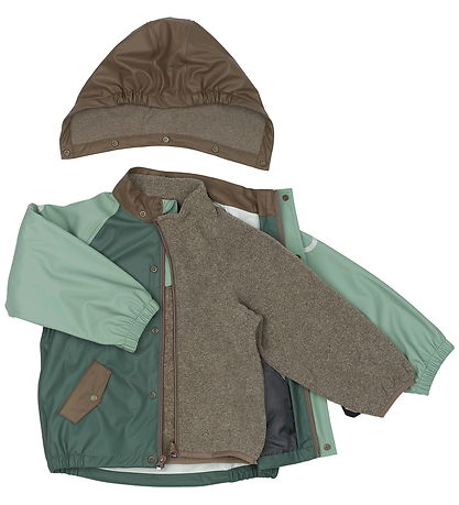 Mikk-Line Regntøj m. Fleece/Seler - PU - 3i1 - Balsam Green