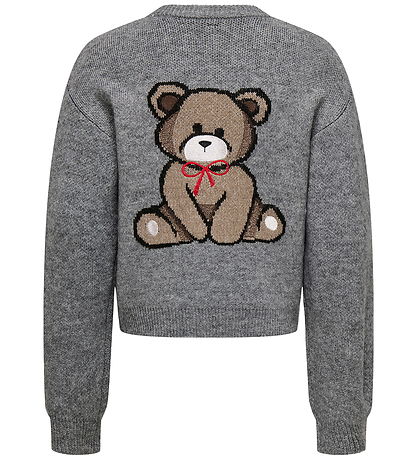 Kids Only Bluse - Strik - KogTeddy - Medium Grey Melange/Teddy