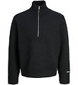 Jack & Jones Bluse - Strik - Half Zip - JorNorrebro - Black