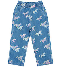 Copenhagen Colors Jeans - Frill Waist & Unicorn Print - Blue