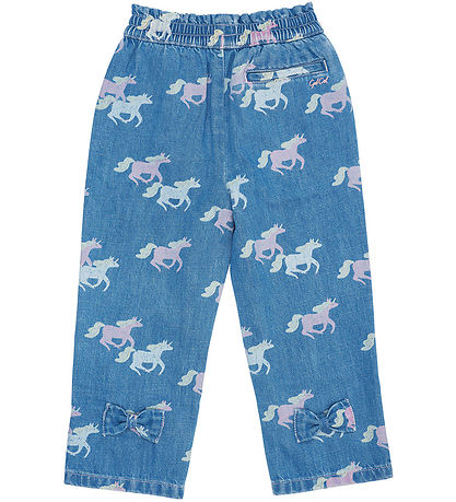 Copenhagen Colors Jeans - Frill Waist & Unicorn Print - Blå