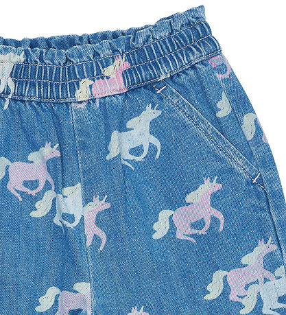Copenhagen Colors Jeans - Frill Waist & Unicorn Print - Blå