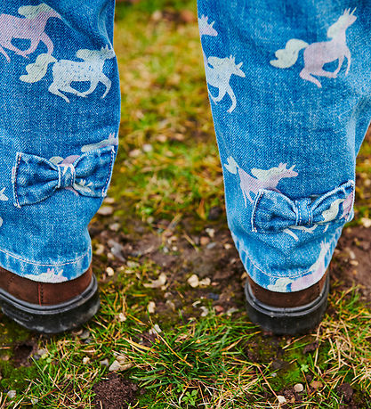 Copenhagen Colors Jeans - Frill Waist & Unicorn Print - Blå