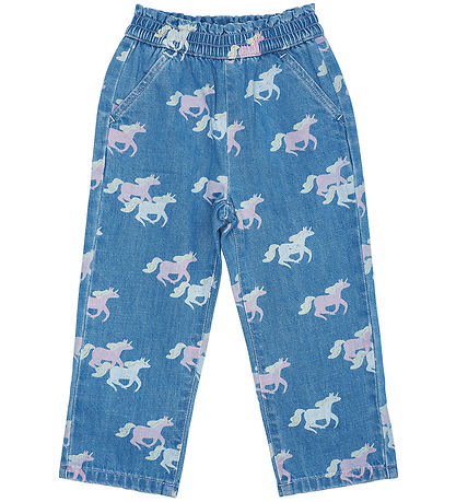 Copenhagen Colors Jeans - Frill Waist & Unicorn Print - Blå