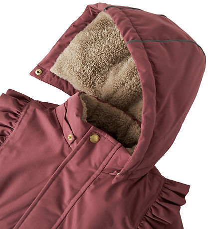 Name It Vinterjakke - NmfSnow05 - Rose Brown m. Flæser
