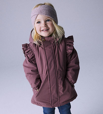 Name It Vinterjakke - NmfSnow05 - Rose Brown m. Flæser