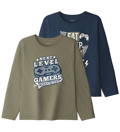 Name It Bluser - NkmVictor - 2-pak - Mermaid/Insignia Blue/ Eat 
