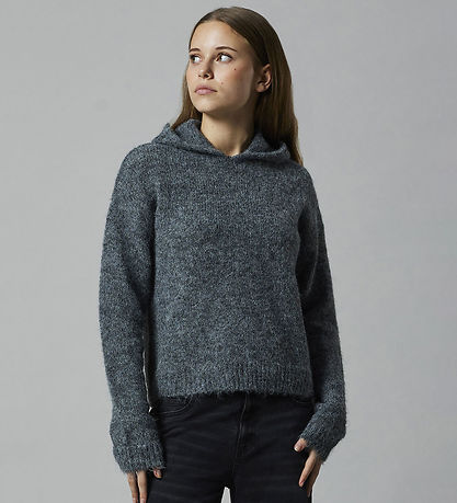 LMTD Hættetrøje - Strik - NlfNulo - Dark Grey Melange