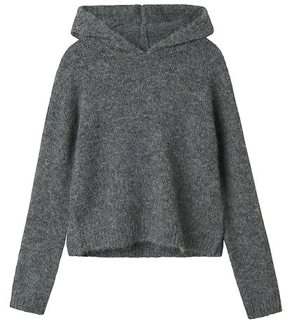 LMTD Hættetrøje - Strik - NlfNulo - Dark Grey Melange