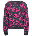 Kids Only Bluse - Strik - KogDina - Blackened Pearl/Magenta