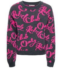 Kids Only Bluse - Strik - KogDina - Blackened Pearl/Magenta