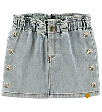 Lil Atelier Nederdel - NmfDarlee - Medium Blue Denim/FLOWER EMB