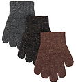 Mikk-Line Handsker - Uld/Polyamid - 3-pak - French Roast-Black-A