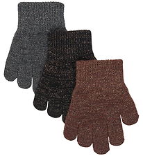 Mikk-Line Handsker - Uld/Polyamid - 3-pak - French Roast-Black-A