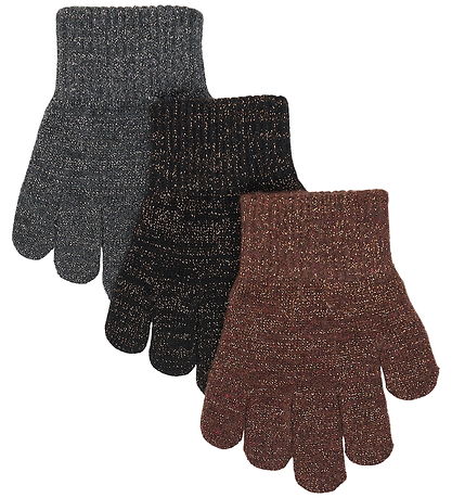 Mikk-Line Handsker - Uld/Polyamid - 3-pak - French Roast-Black-A