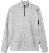 LMTD Bluse - Noos - NlnNizu - Halv Lynlås -  Light Grey Melange