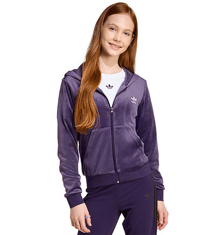 adidas Originals Cardigan - Velour - Aurora Plum/Hvid