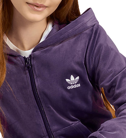 adidas Originals Cardigan - Velour - Aurora Plum/Hvid