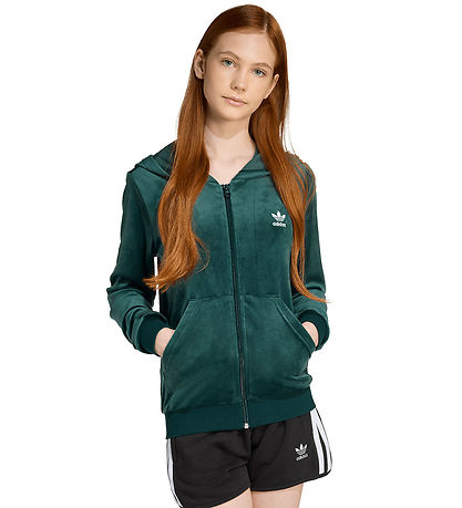 adidas Originals Cardigan - Velour - Aurora Ivy/Hvid
