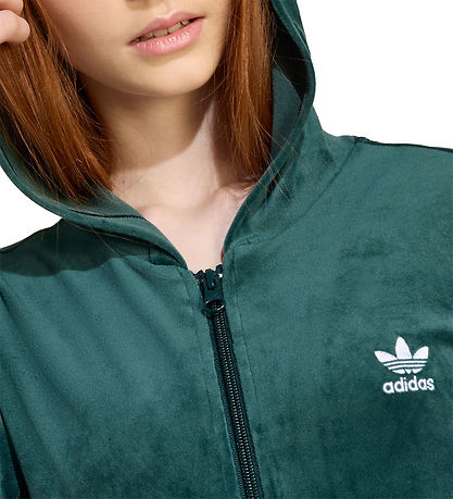 adidas Originals Cardigan - Velour - Aurora Ivy/Hvid
