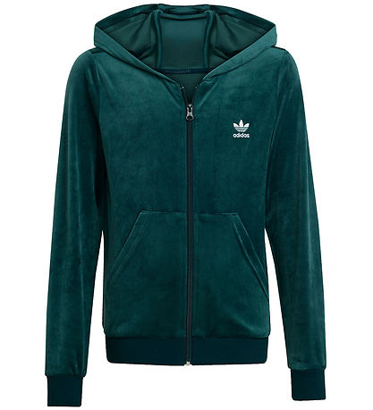 adidas Originals Cardigan - Velour - Aurora Ivy/Hvid