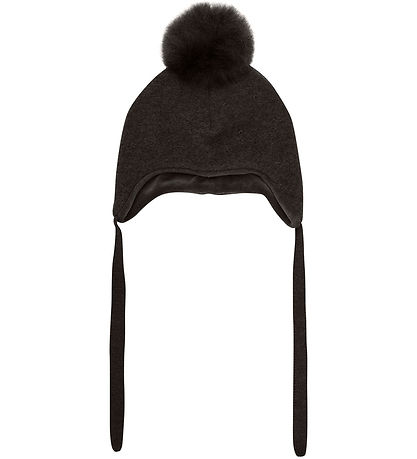 Huttelihut Hue - Uld - Dark Brown Melange m. Kvast