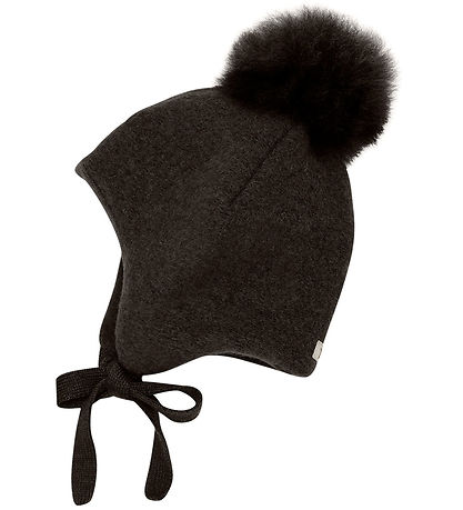 Huttelihut Hue - Uld - Dark Brown Melange m. Kvast