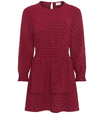 Grunt Kjole - GrSpelug - Dot - Dark Red