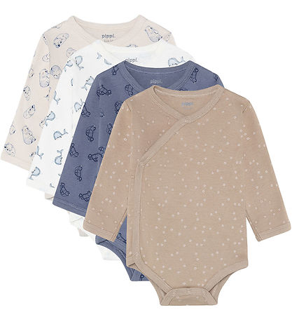Pippi Baby Body l/æ - 4-pak - Flint Stone