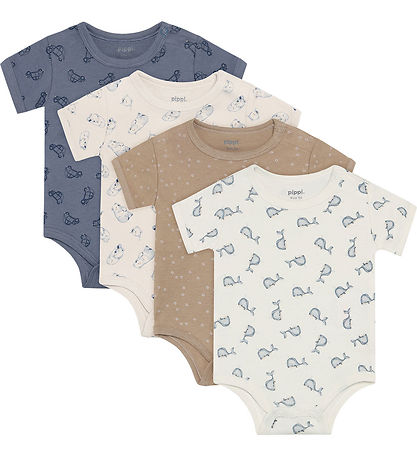 Pippi Baby Body k/æ - 4-pak - Flint Stone