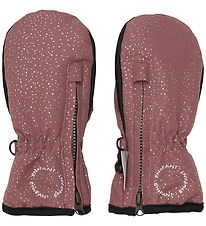 En Fant Mittens w. Zipper - Frosted Almond w. Gold Dots