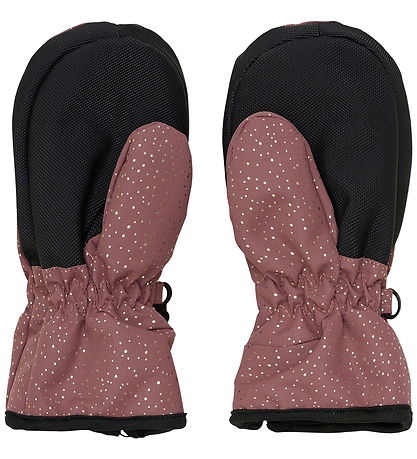 En Fant Mittens w. Zipper - Frosted Almond w. Gold Dots