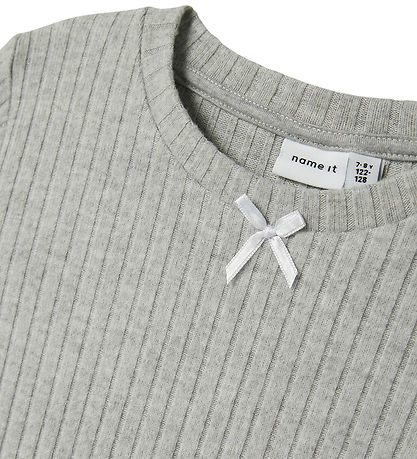 Name it Bluse - Rib - Polyster/Viskose - NkfOlene - Grey Melange