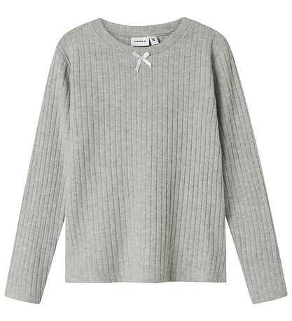 Name it Bluse - Rib - Polyster/Viskose - NkfOlene - Grey Melange
