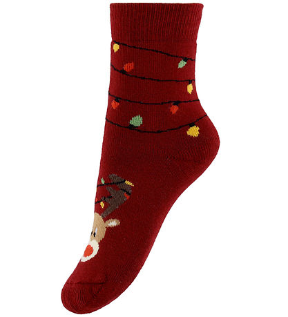 Melton Strømper - Party Reindeer - Sundried Tomato
