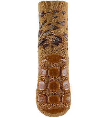 Melton Strømper - Anti-Slip - Leopard - Biscuit