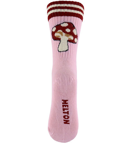 Melton Strømper - Mushroom - Pink Necter