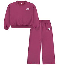 Nike Sweatsæt - Wide Leg - sweet Beet