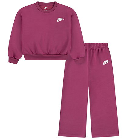 Nike Sweatsæt - Wide Leg - sweet Beet