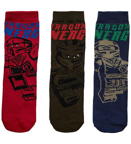 LEGO® Wear Ninjago Strømper - 3-pak - Blå - Grøn - Rød