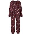 Name It Nattøj - 2-delt - NknVismas - Burgundy/Xmas AOP