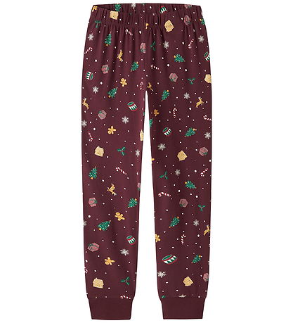 Name It Nattøj - 2-delt - NknVismas - Burgundy/Xmas AOP