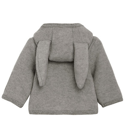 Huttelihut Fleecejakke - Uldfleece - Medium Grey Melange m. Ører