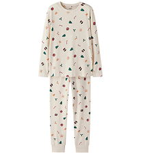 Name It Nattøj - 2-delt - NknVismas - Whitecap Gray/Xmas AOP